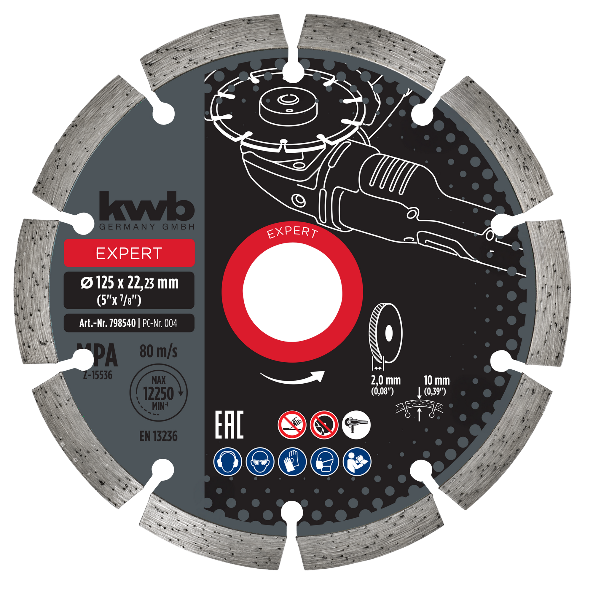 Diamant-Trennscheibe mit Segmentrand für Trockenschliff Ø 125 x 1,2 mm