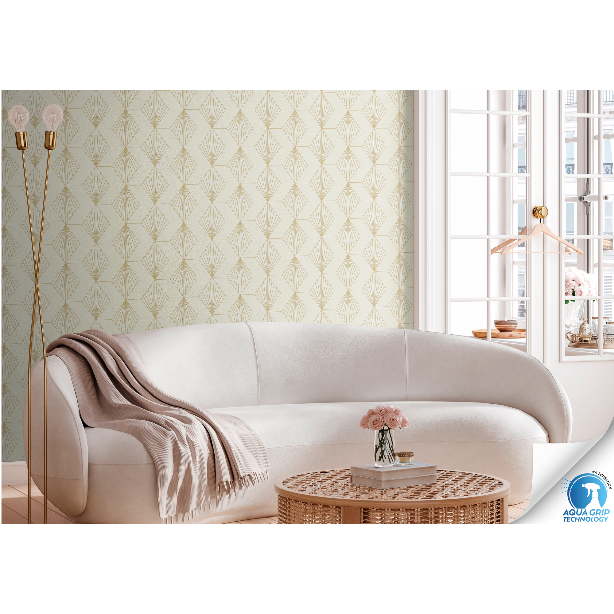 Vliestapete 'Wow' Rautenmuster cremefarben 10,05 x 0,53 m
