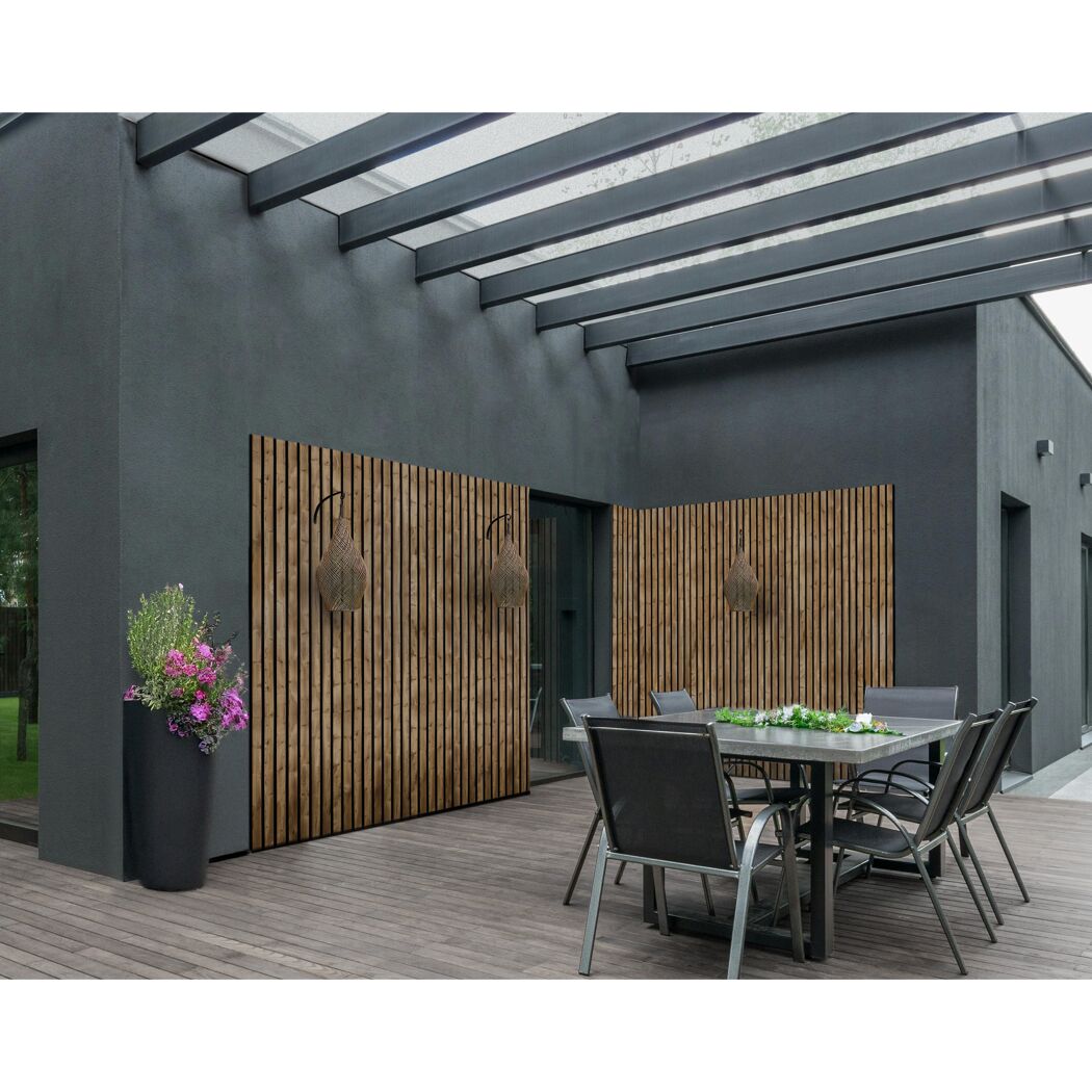 Outdoor-Akustik-Paneel 'HydroLine' Thermo Fichte gehackt  2400 x 561 x 19 mm