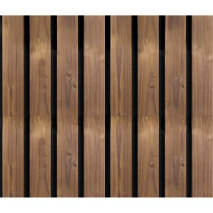 Outdoor-Akustikpaneel 'HydroLine' Thermo-Fichte marone geölt 2400 x 561 x 19 mm