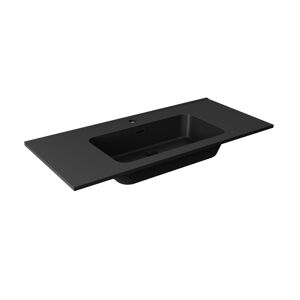 Waschtisch 'Vita' Gussmarmor mattschwarz 101 x 15,8 x 46,5 cm