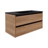 Waschtischunterschrank 'Vita' Eichefarben Braun/schwarz 100 x 50 x 46 cm