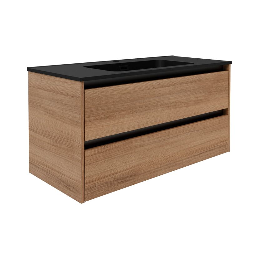 Waschtischunterschrank 'Vita' Eichefarben Braun/schwarz 100 x 50 x 46 cm