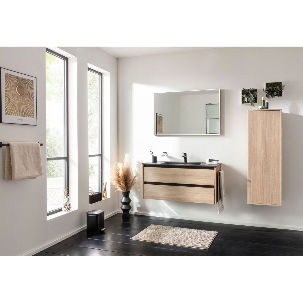 Waschtischunterschrank 'Vita' Eichefarben Braun/schwarz 100 x 50 x 46 cm