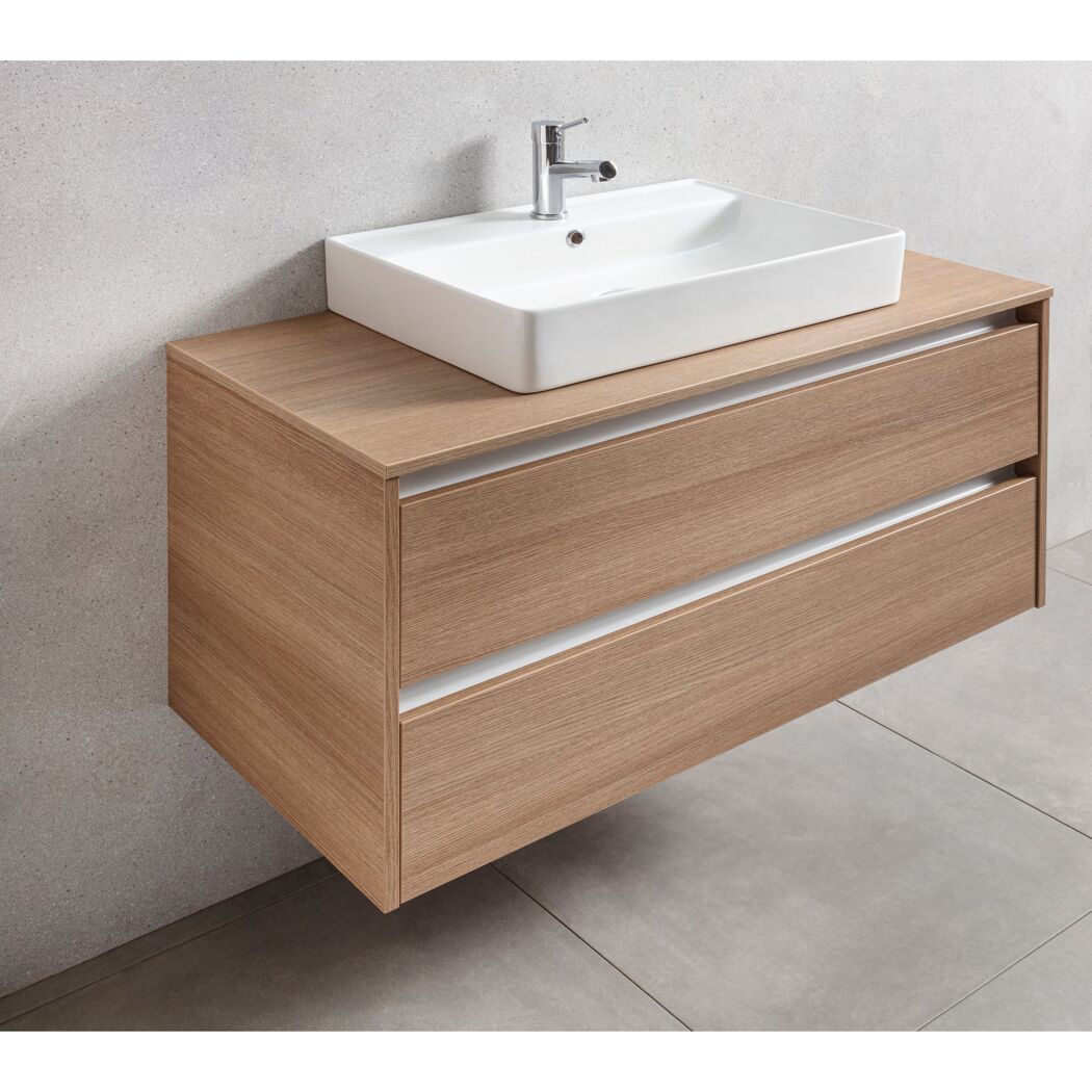 Waschtischunterschrank 'Vita' Eichefarben Braun/weiß 100 x 51,6 x 46,5 cm