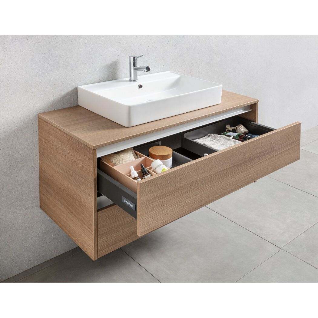 Waschtischunterschrank 'Vita' Eichefarben Braun/weiß 100 x 51,6 x 46,5 cm