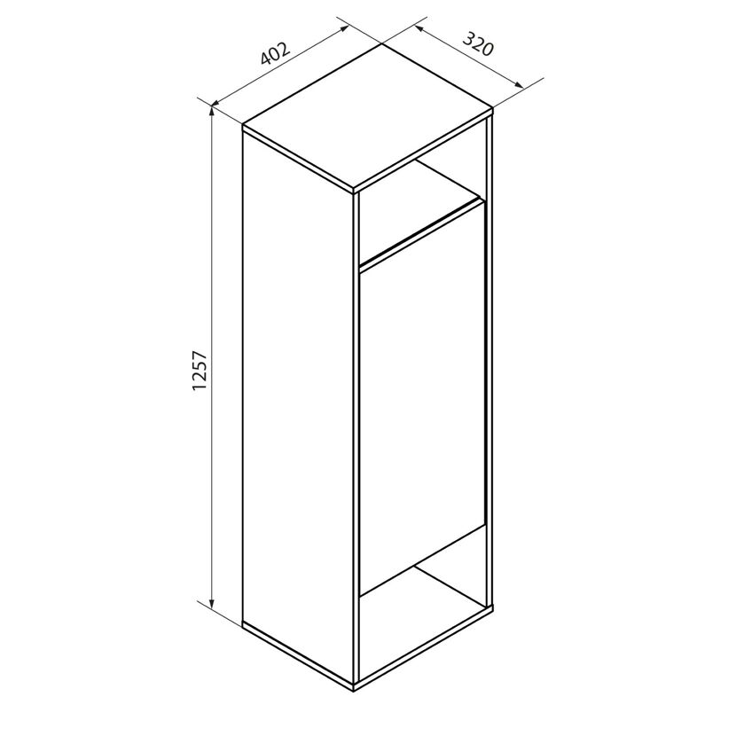 Midischrank 'Vita' Eichefarben Braun rechts 40,2 x 125,7 x 32 cm