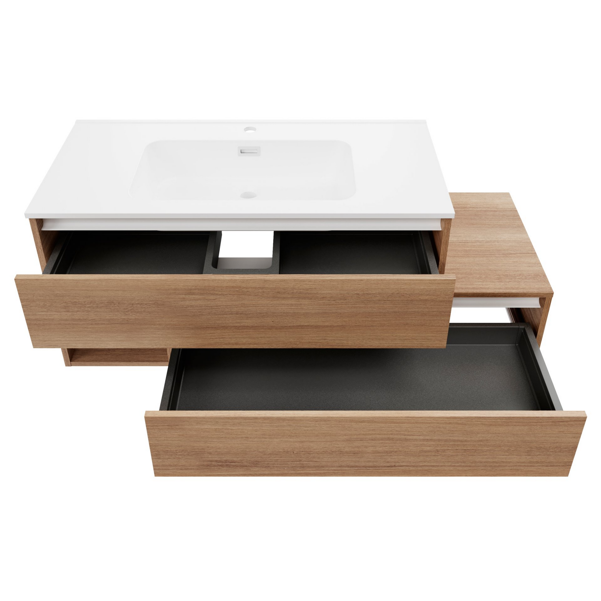 Waschtischunterschrank 'Vita' Eichefarben Braun/weiß links 128,5 x 50 x 46 cm