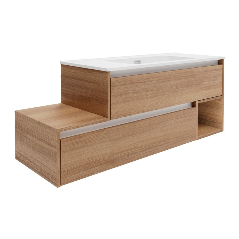Waschtischunterschrank 'Vita' Eichefarben Braun/weiß rechts 128,5 x 50 x 46 cm
