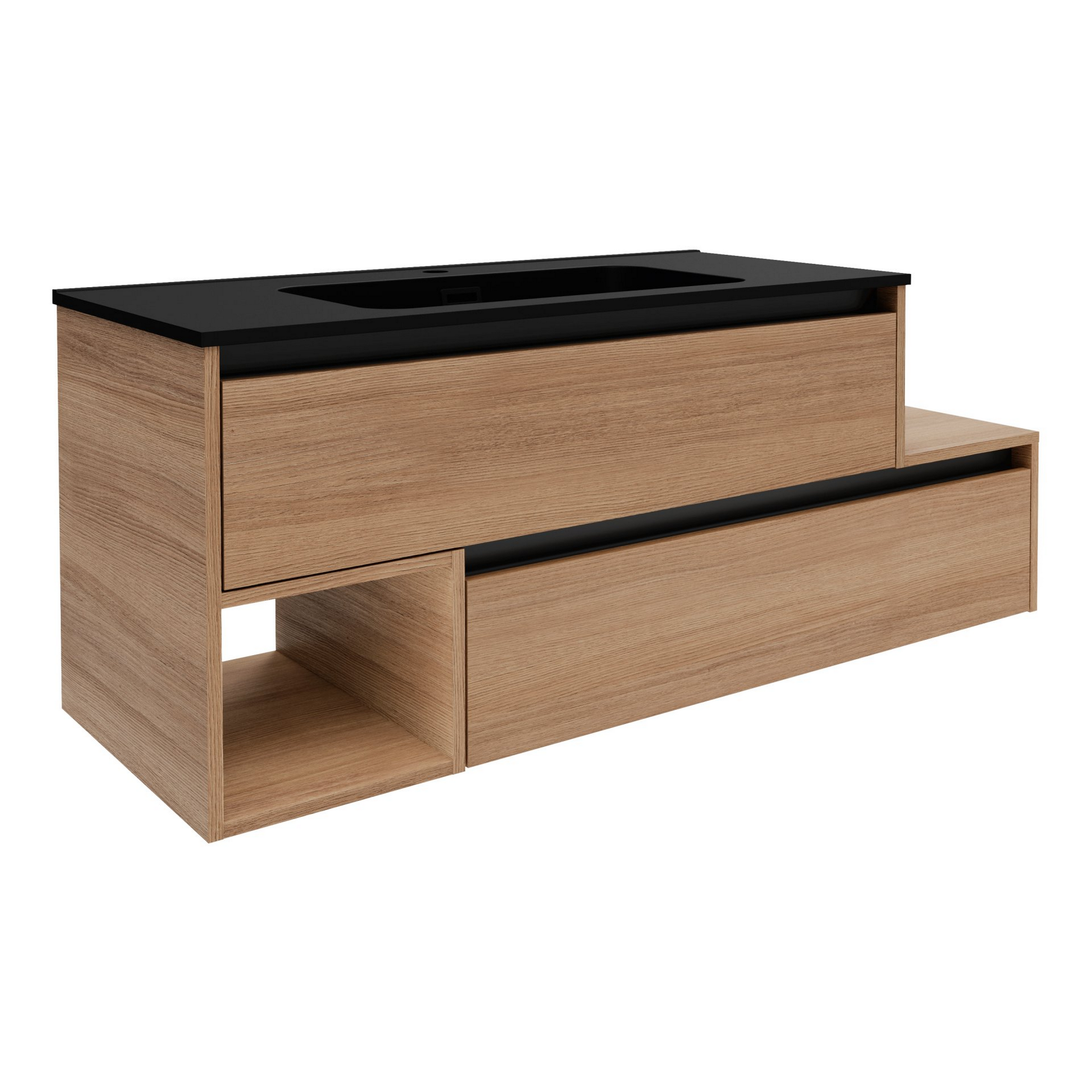 Waschtischunterschrank 'Vita' Eichefarben Braun/schwarz links 128,5 x 50 x 46 cm