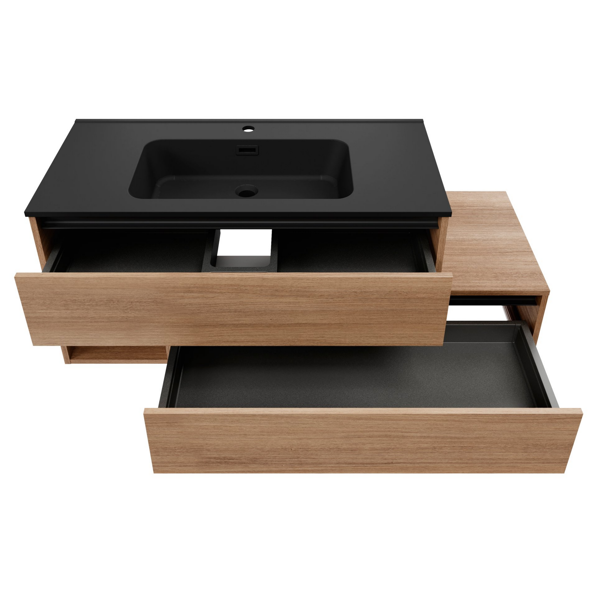 Waschtischunterschrank 'Vita' Eichefarben Braun/schwarz links 128,5 x 50 x 46 cm