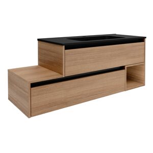 Waschtischunterschrank 'Vita' Eichefarben Braun/schwarz rechts 128,5 x 50 x 46 cm