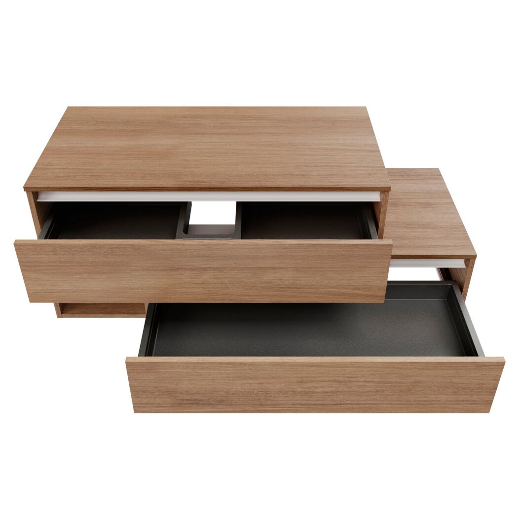 Waschtischunterschrank 'Vita' Eichefarben Braun/weiß links 128,7 x 51,6 x 46,5 cm