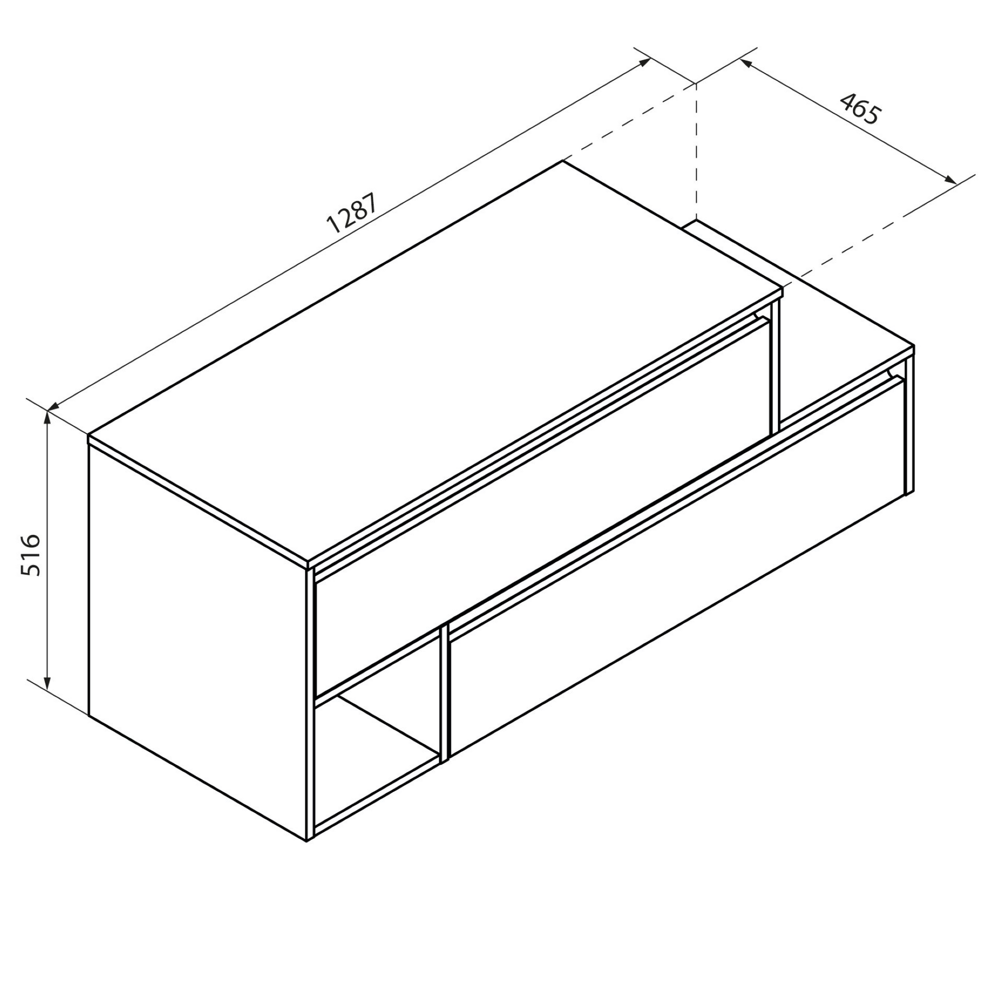Waschtischunterschrank 'Vita' Eichefarben Braun/weiß links 128,7 x 51,6 x 46,5 cm