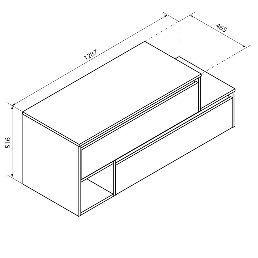 Waschtischunterschrank 'Vita' Eichefarben Braun/weiß links 128,7 x 51,6 x 46,5 cm