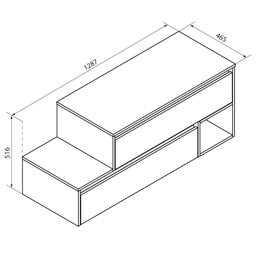 Waschtischunterschrank 'Vita' Eichefarben Braun/weiß rechts 128,7 x 51,6 x 46,5 cm