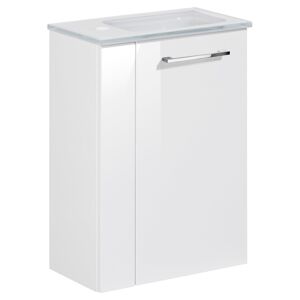 Glaswaschbecken mit Unterschrank 'SBC' Hahnloch links weiß 45 x 61,5 x 25 cm