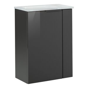 Glaswaschbecken mit Unterschrank 'SBC' Hahnloch rechts weiß/antrazit 45 x 61,5 x 25 cm