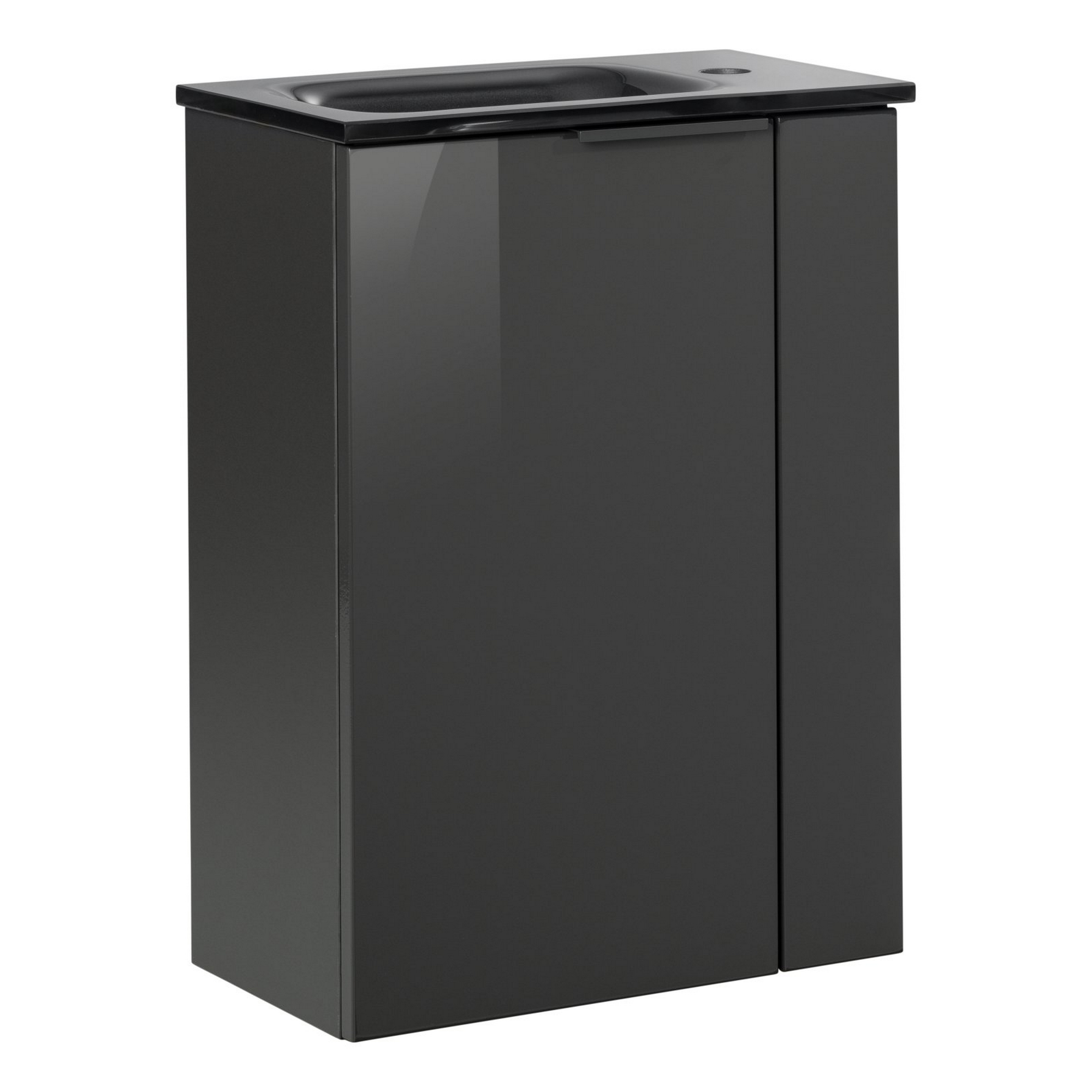 Glaswaschbecken mit Unterschrank 'SBC' Hahnloch rechts grau/anthrazit 45 x 61,5 x 25 cm