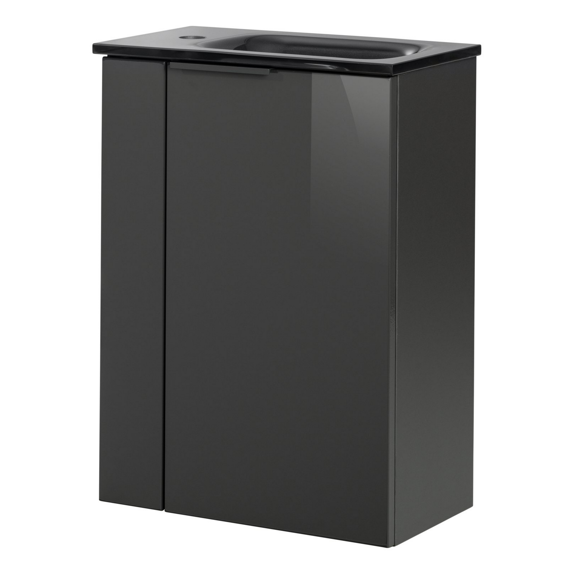 Glaswaschbecken mit Unterschrank 'SBC' Hahnloch links grau/anthrazit 45 x 61,5 x 25 cm