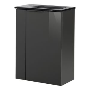 Glaswaschbecken mit Unterschrank 'SBC' Hahnloch links grau/anthrazit 45 x 61,5 x 25 cm
