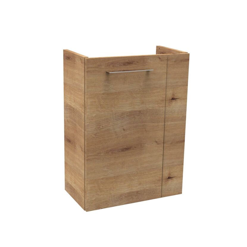 Glaswaschbecken mit Unterschrank 'SBC' Hahnloch rechts weiß/Eichefarben 45 x 61,5 x 25 cm