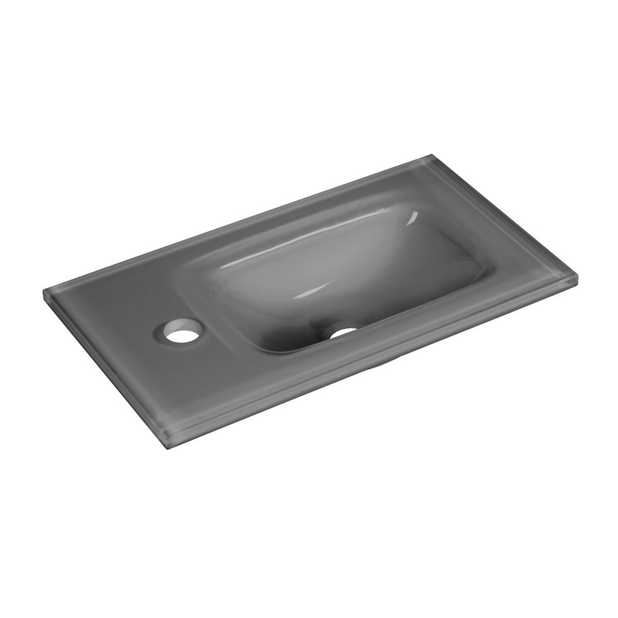 Glaswaschbecken mit Unterschrank 'SBC' Hahnloch links grau/Eichefarben 45 x 61,5 x 25 cm