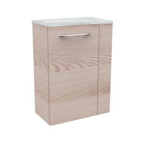 Glaswaschbecken mit Unterschrank 'SBC' Hahnloch rechts weiß/Eschefarben 45 x 61,5 x 25 cm