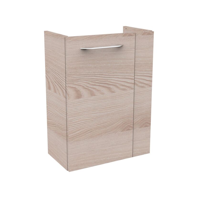 Glaswaschbecken mit Unterschrank 'SBC' Hahnloch rechts weiß/Eschefarben 45 x 61,5 x 25 cm