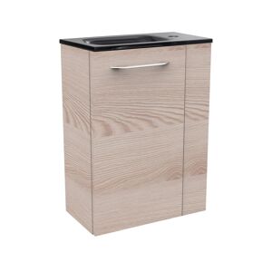 Glaswaschbecken mit Unterschrank 'SBC' Hahnloch rechts grau/Eschefarben 45 x 61,5 x 25 cm