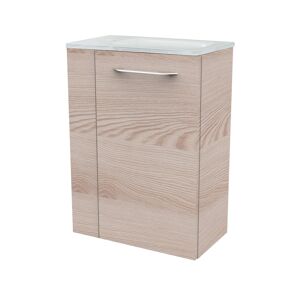 Glaswaschbecken mit Unterschrank 'SBC' Hahnloch links weiß/Eschefarben 45 x 61,5 x 25 cm
