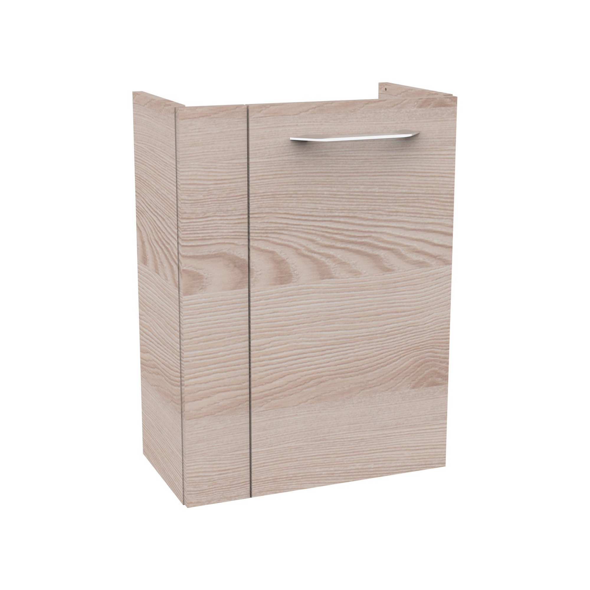 Glaswaschbecken mit Unterschrank 'SBC' Hahnloch links weiß/Eschefarben 45 x 61,5 x 25 cm