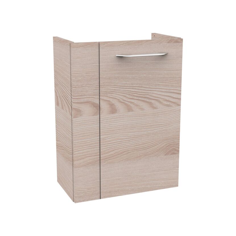 Glaswaschbecken mit Unterschrank 'SBC' Hahnloch links weiß/Eschefarben 45 x 61,5 x 25 cm