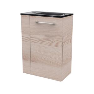 Glaswaschbecken mit Unterschrank 'SBC' Hahnloch links grau/Eschefarben 45 x 61,5 x 25 cm