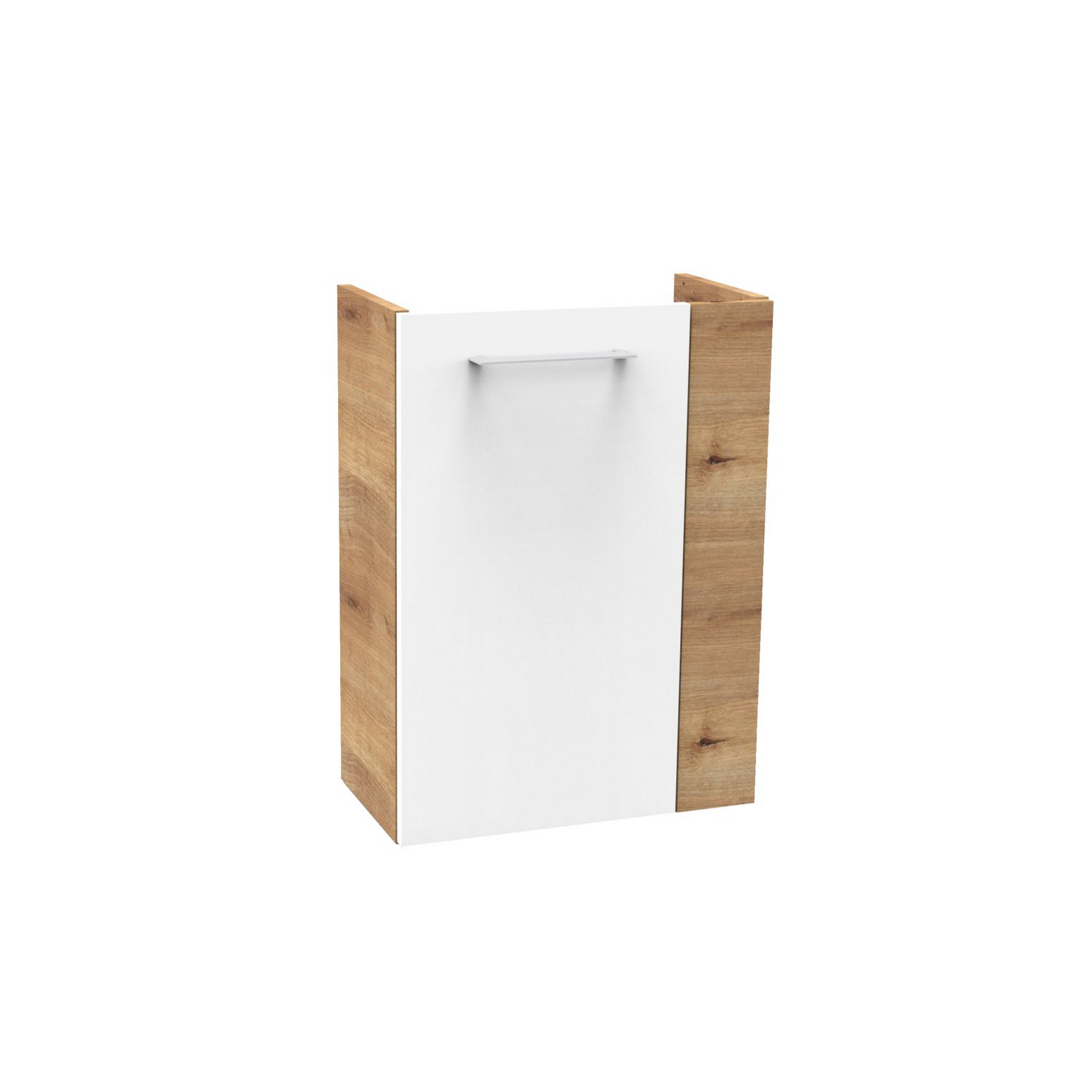 Glasbecken mit Unterschrank 'SBC' Hahnloch rechts weiß/Eichefarben 45 x 61,5 x 32 cm