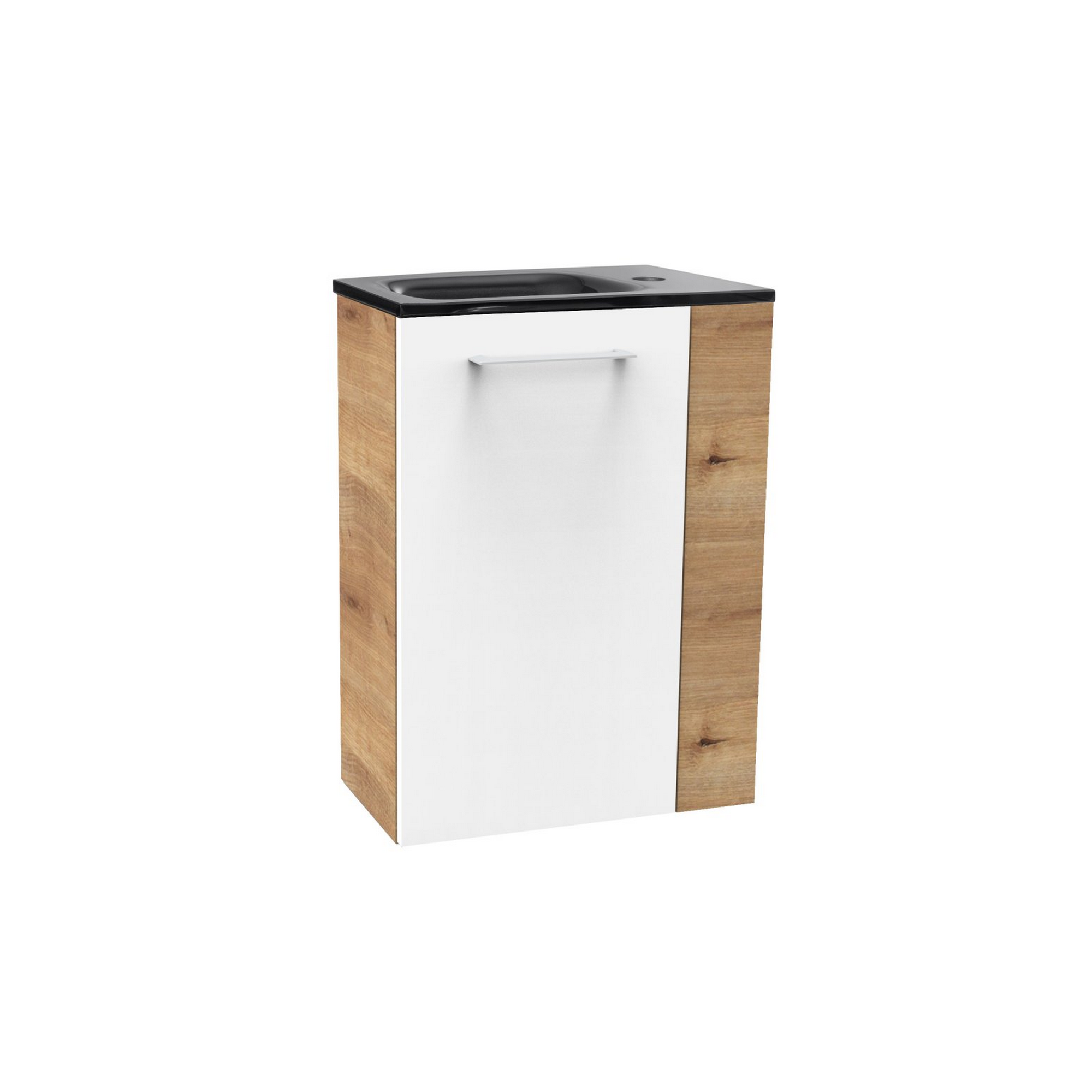 Glasbecken mit Unterschrank 'SBC' Hahnloch rechts grau/Eichefarben 45 x 61,5 x 32 cm