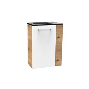Glasbecken mit Unterschrank 'SBC' Hahnloch rechts grau/Eichefarben 45 x 61,5 x 32 cm