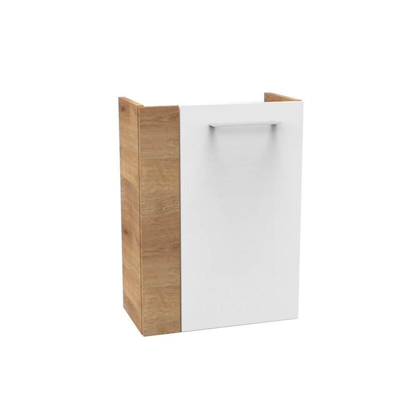 Glasbecken mit Unterschrank 'SBC' Hahnloch links weiß/Eichefarben 45 x 61,5 x 32 cm