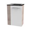 Glasbecken mit Unterschrank 'SBC' Hahnloch links grau/Eschefarben 45 x 61,5 x 25 cm