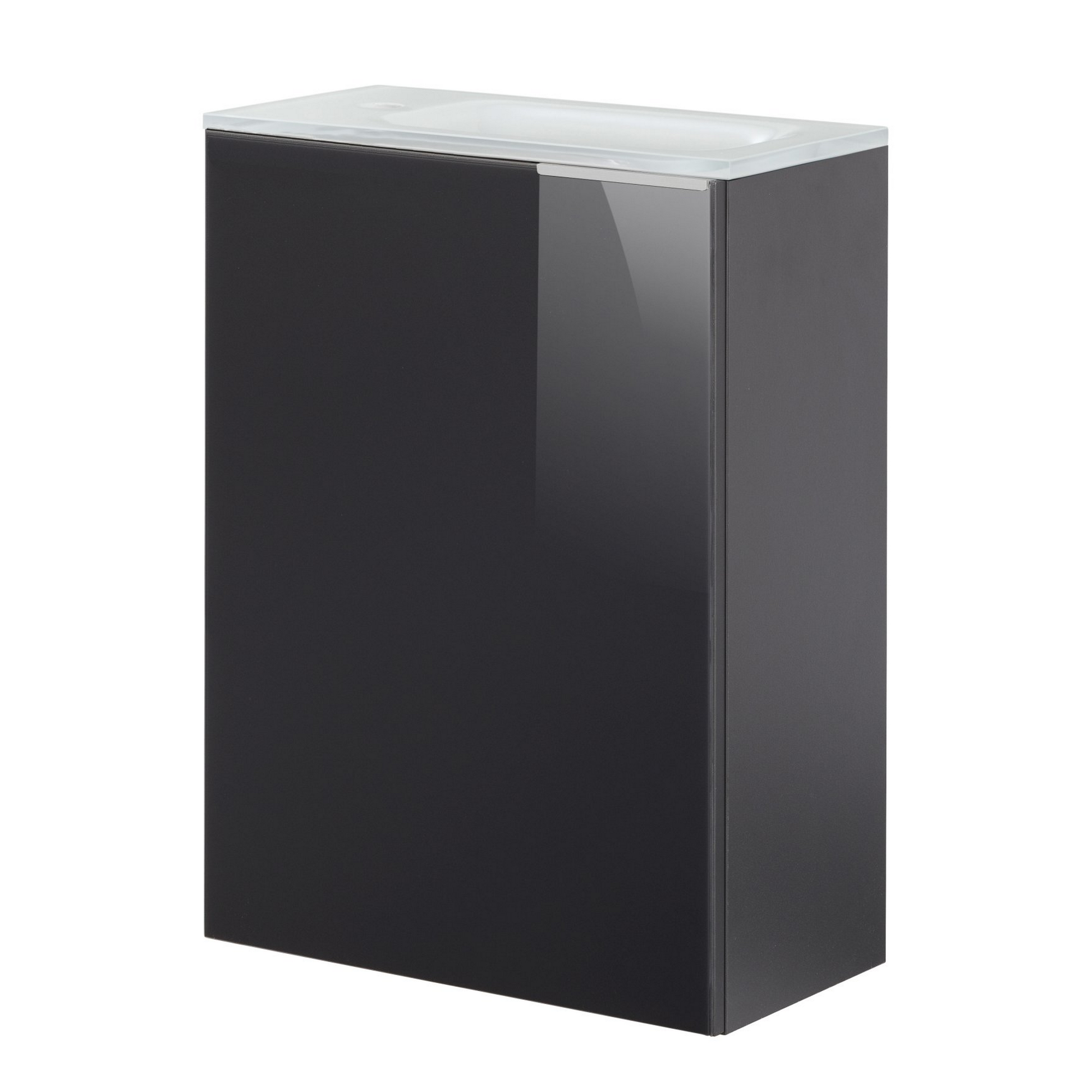 Glasbecken mit Unterschrank 'SBC' Hahnloch links weiß/anthrazit 45 x 61,5 x 25 cm
