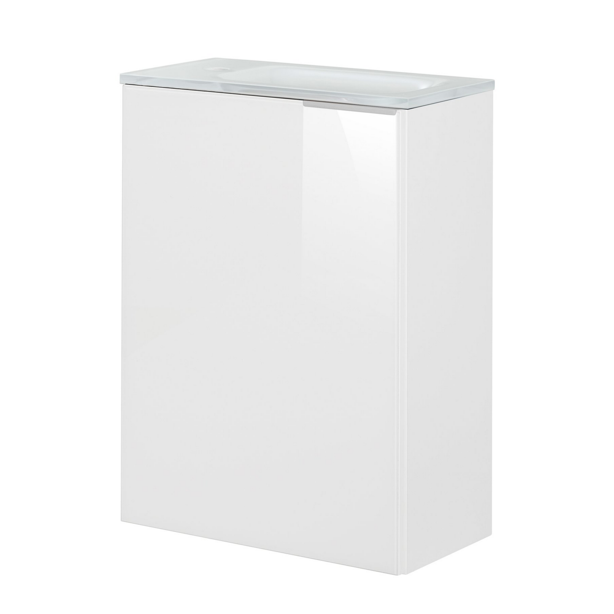 Glasbecken mit Unterschrank 'SBC' Hahnloch links weiß/weiß 45 x 61,5 x 25 cm