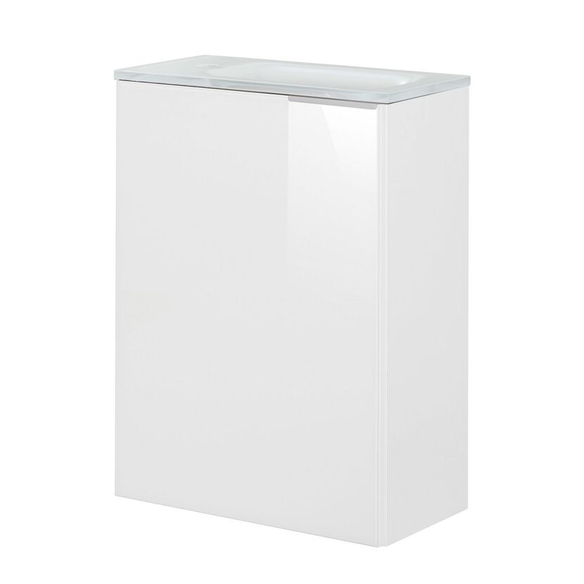 Glasbecken mit Unterschrank 'SBC' Hahnloch links weiß/weiß 45 x 61,5 x 25 cm