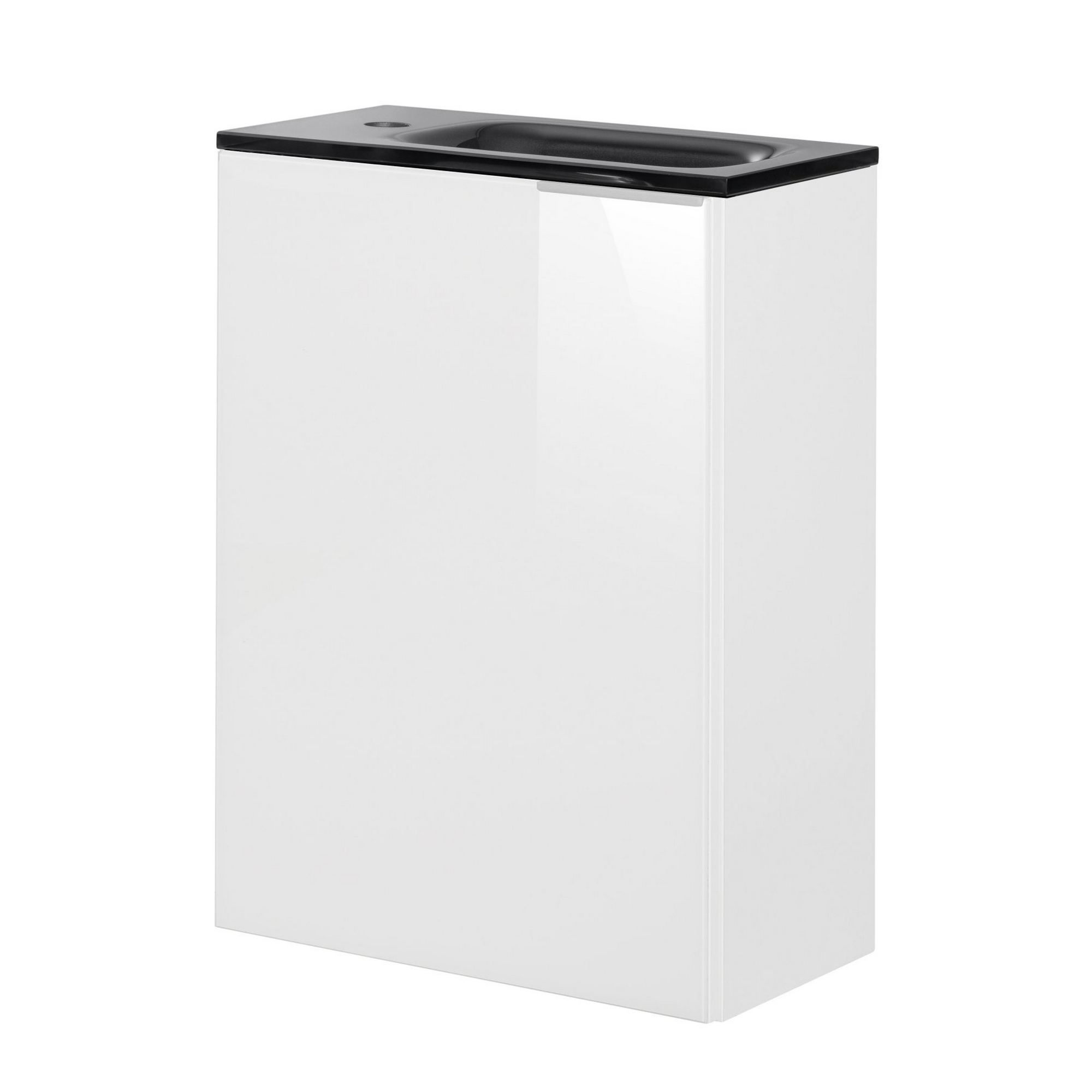 Glasbecken mit Unterschrank 'SBC' Hahnloch links grau/weiß 45 x 61,5 x 25 cm
