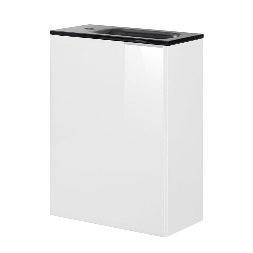 Glasbecken mit Unterschrank 'SBC' Hahnloch links grau/weiß 45 x 61,5 x 25 cm