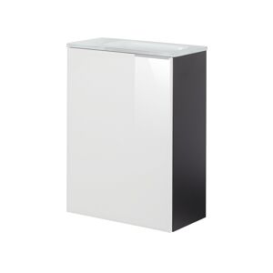Glasbecken mit Unterschrank 'SBC' Hahnloch rechts grau/weiß 45 x 61,5 x 25 cm