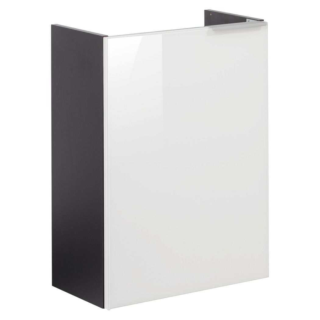 Glasbecken mit Unterschrank 'SBC' Hahnloch rechts grau/weiß 45 x 61,5 x 25 cm