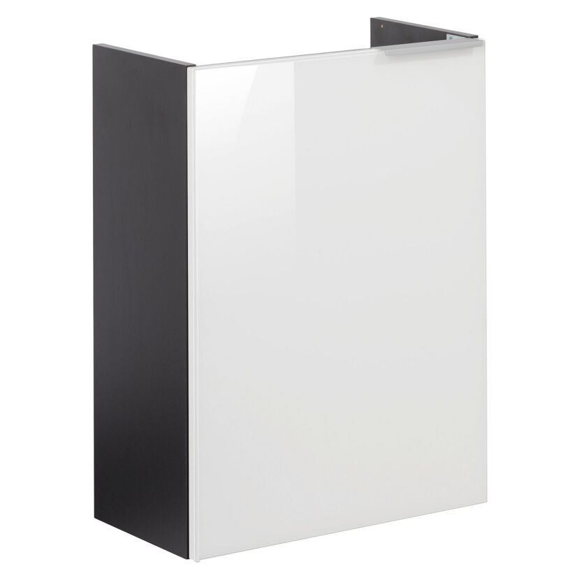 Glasbecken mit Unterschrank 'SBC' Hahnloch rechts grau/weiß 45 x 61,5 x 25 cm