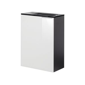 Glasbecken mit Unterschrank 'SBC' Hahnloch links grau/weiß 45 x 61,5 x 25 cm