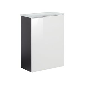 Glasbecken mit Unterschrank 'SBC' Hahnloch rechts weiß/grau 45 x 61,5 x 25 cm