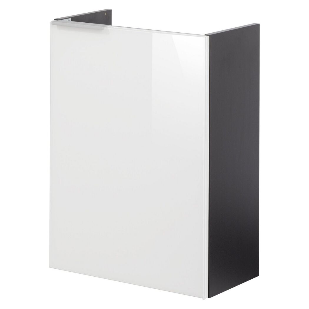 Glasbecken mit Unterschrank 'SBC' Hahnloch rechts grau/weiß 45 x 61,5 x 25 cm
